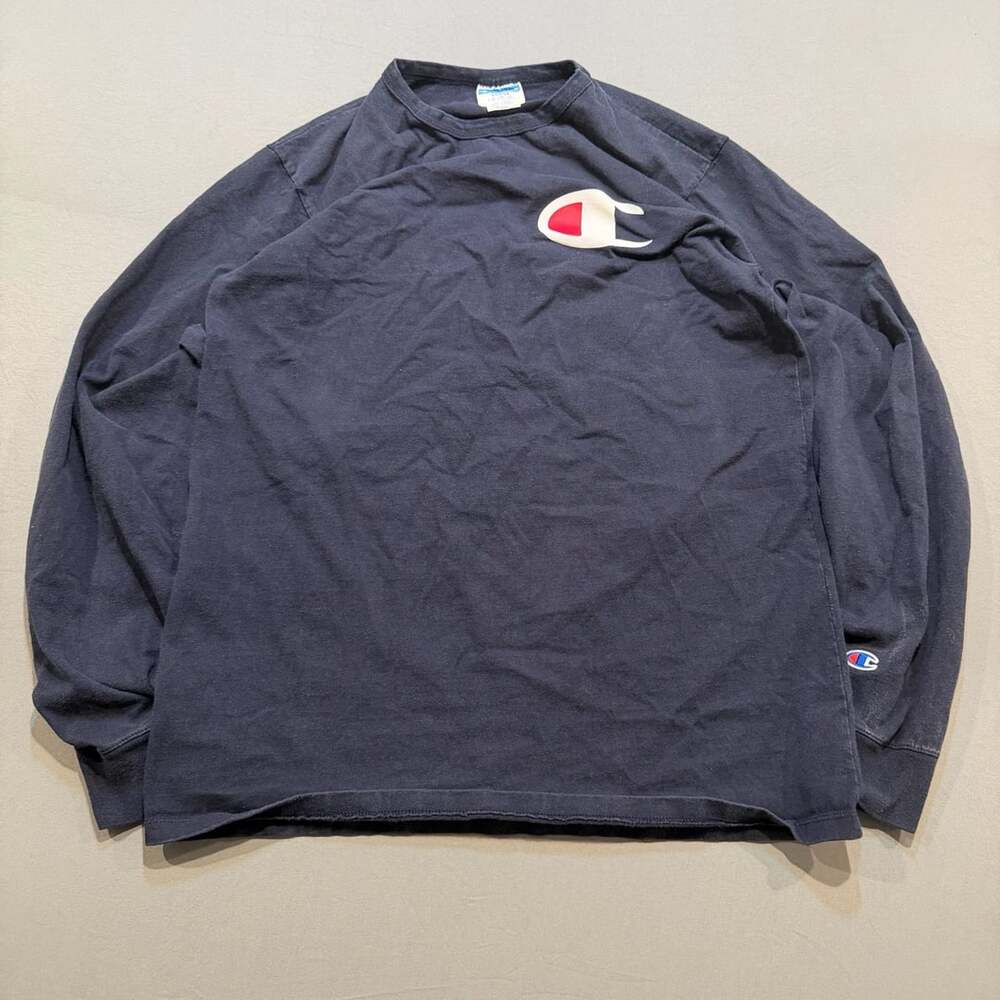 Champion Big C Logo Long Sleeve T-Shirt Black Size Large